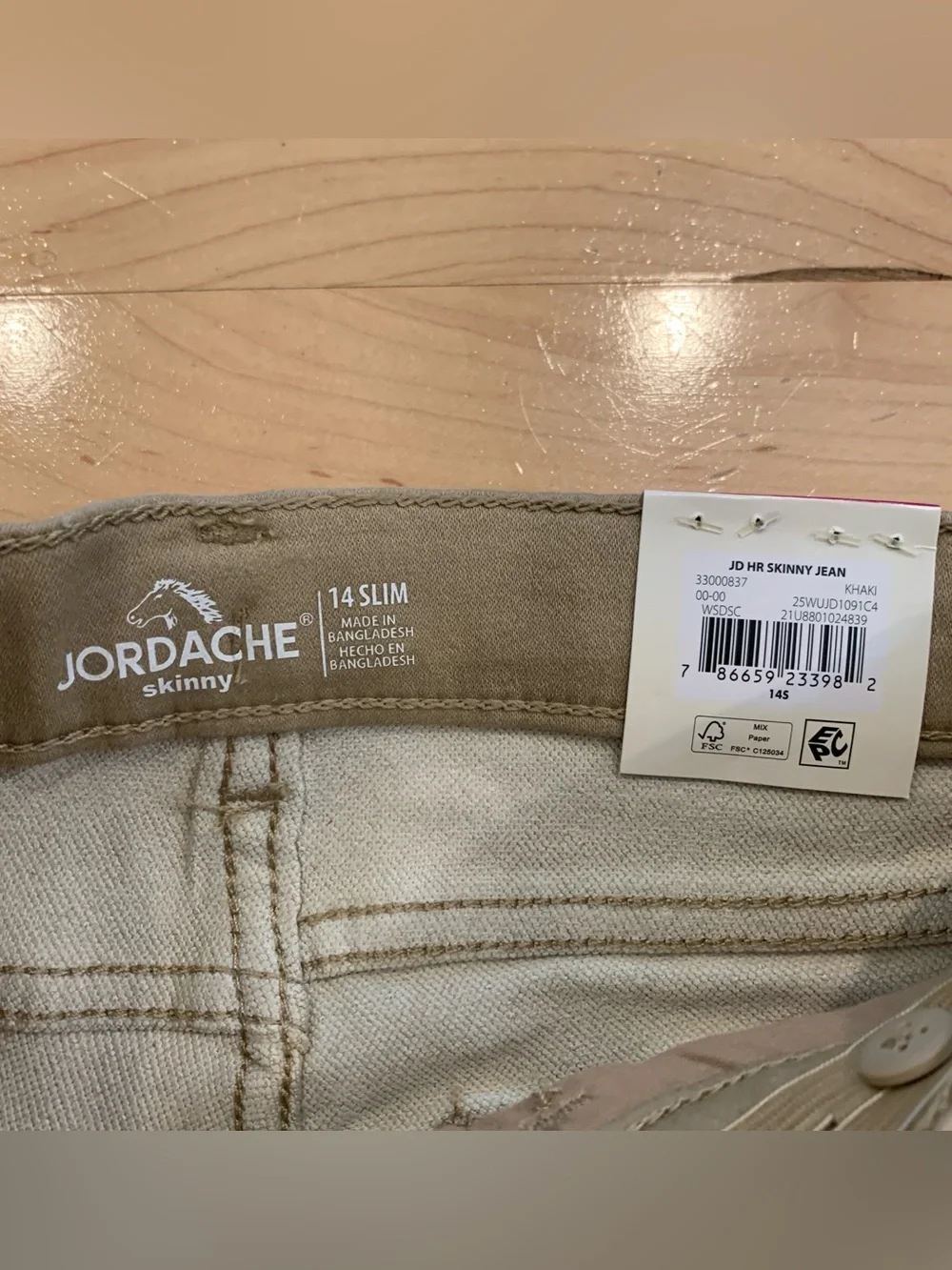 Jordache Girls High Rise Skinny Jean – Size 14 Slim – New Stretch Khakis 14S